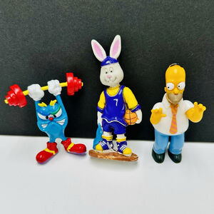 Lot of 3 - Toy Figures Izzy Olympic Mascot, Homer Simpson, Basketball Bunny 3”